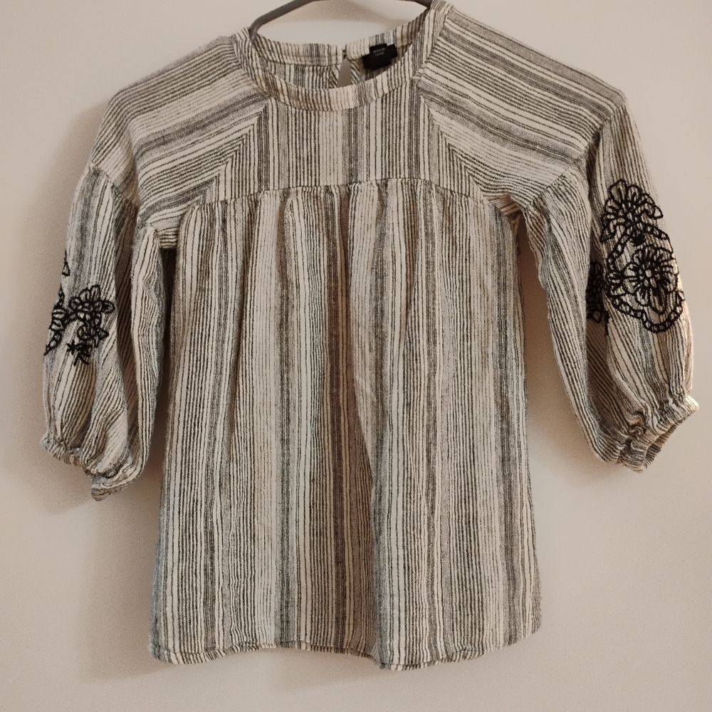Art Class Gray Striped Dress with Black Floral Detail
